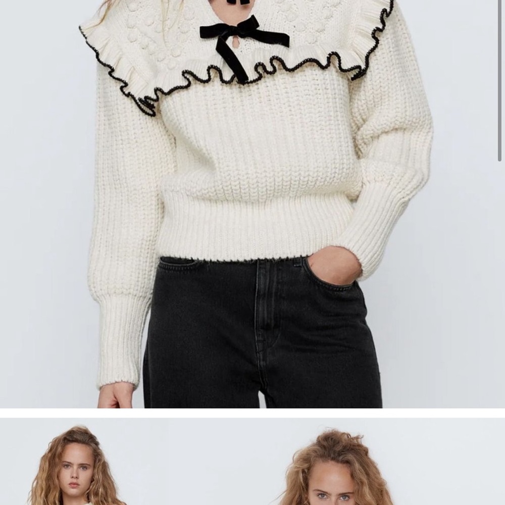 Zara Romantic, Chunky knit sweater in cream/ ivory size Medium